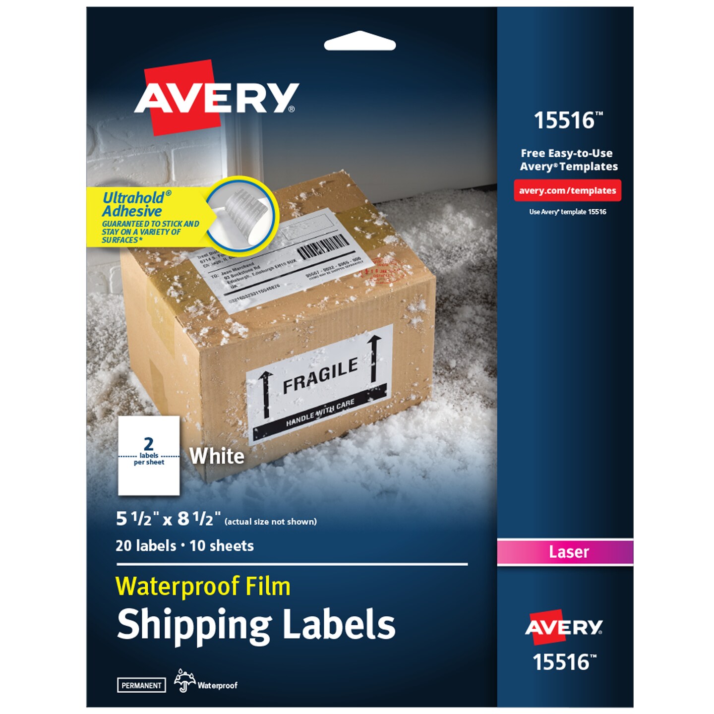 Avery Waterproof Shipping Labels with Ultrahold Permanent Adhesive, 5-1 ...