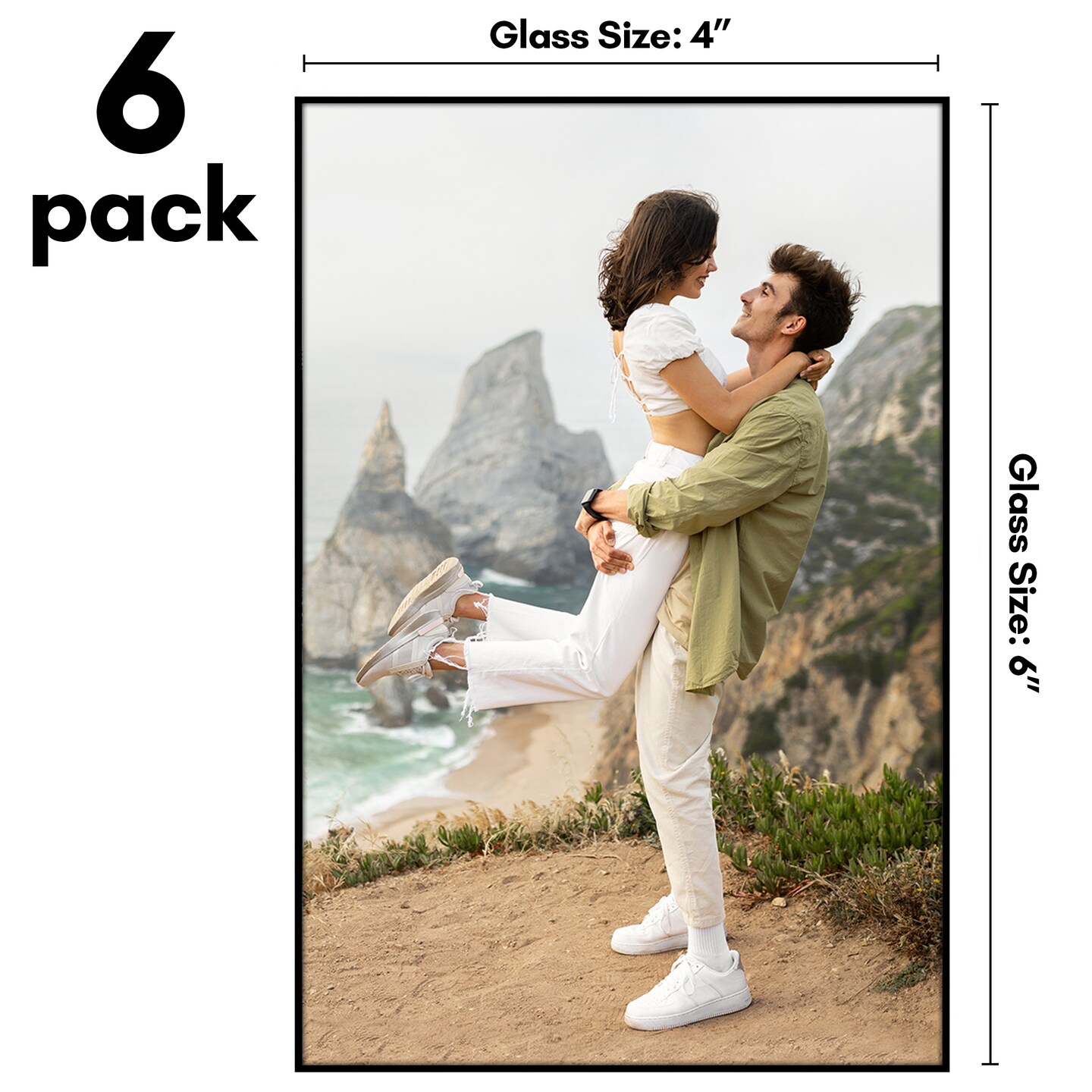 Americanflat Front Loading Picture Frame Set - Set of 6- Multi Picture Frames - Perfect for Photos and Wall Decor - Shatter Resistant Glass - Hanging Hardware with Snap-Out Easel