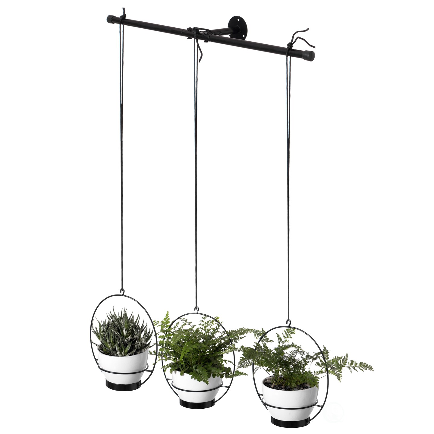 Gardenised Decorative Metal Hanging Planter with Tree Pots for Flowers White and Black