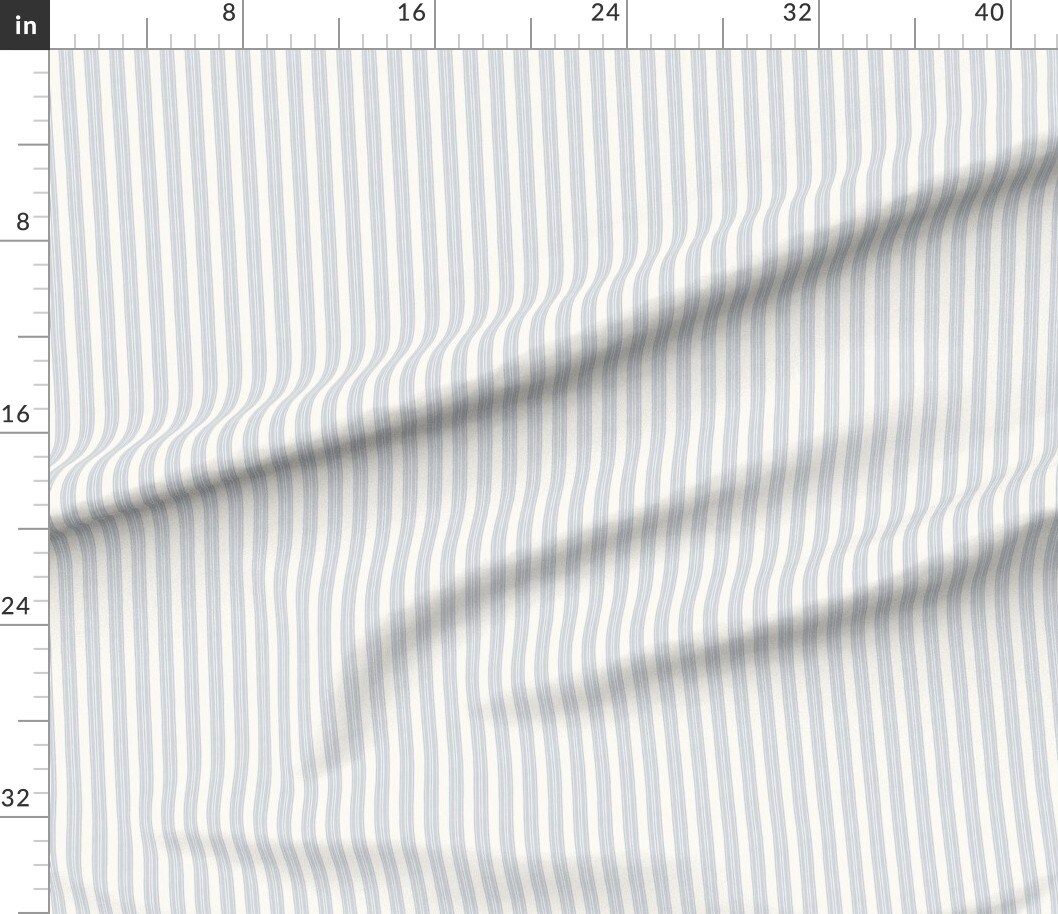 Various Fabrics by the Yard or Fat Quarter Blue Gray Stripe Neutral Small Scale French Ticking Classic Timeless Custom Printed Fabric by Spoonflower