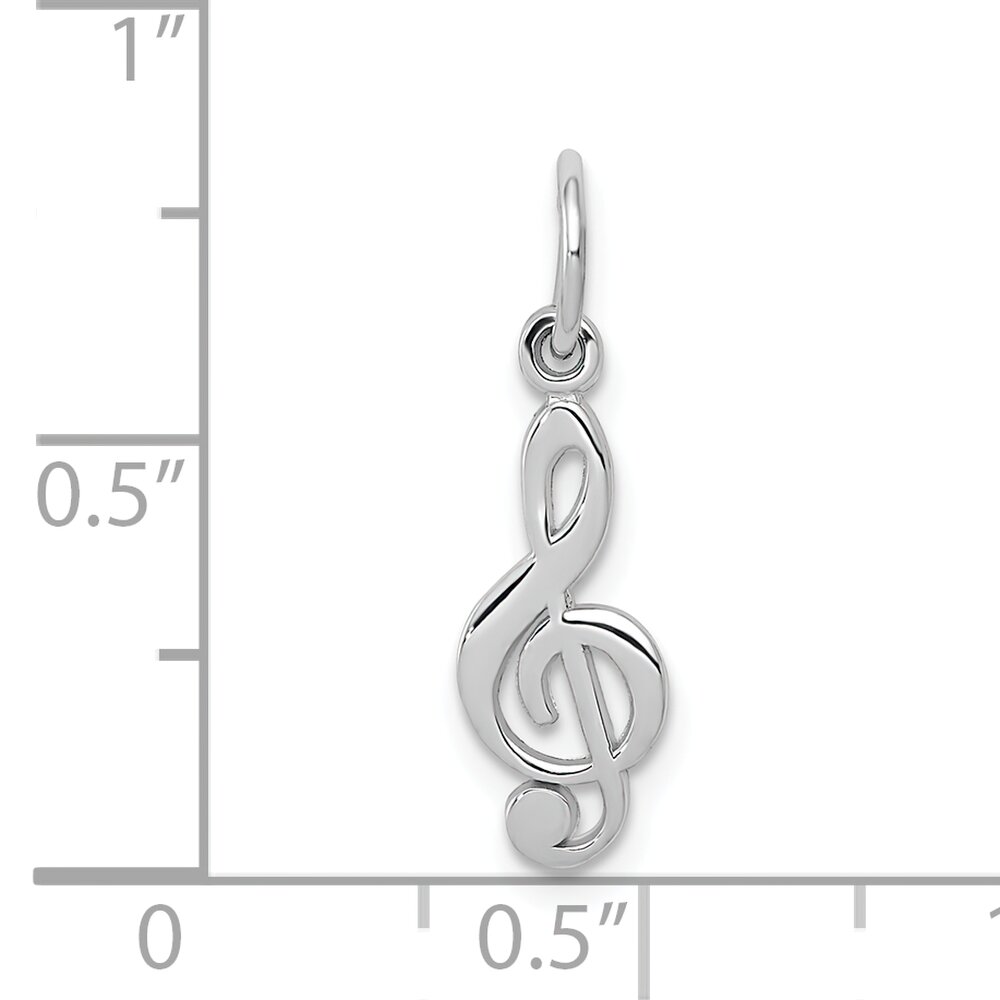 14K White Gold Treble Clef Charm Music Pendant Jewelry! 20mm x 5mm
