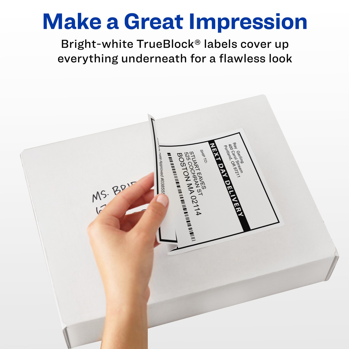 Avery TrueBlock Shipping Labels with Sure Feed, Permanent, 3-1/3" x 4", White, 2 Pack, 120 Labels Total (32134)