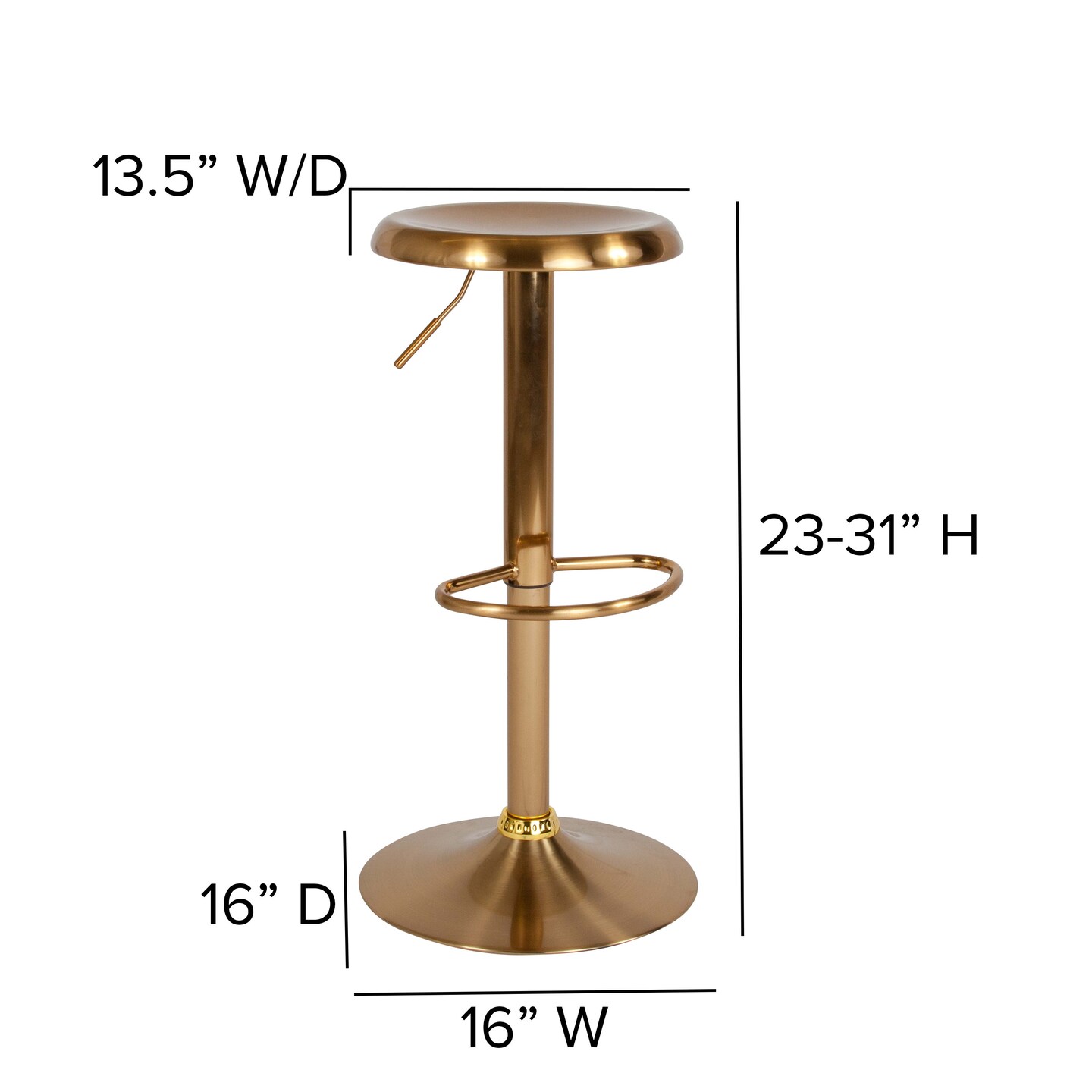 Merrick Lane Audrey Retro Style Height Adjustable Barstool with Footrest