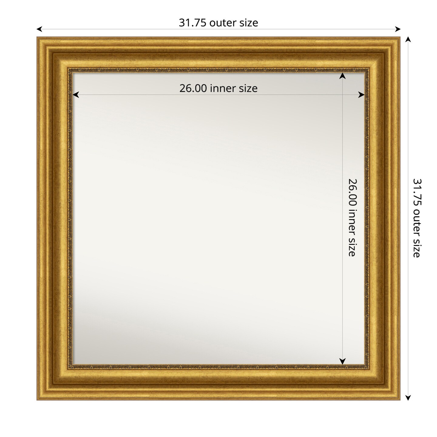 Parlor Gold Non-Beveled Custom Framed Bathroom Vanity Wall Mirror