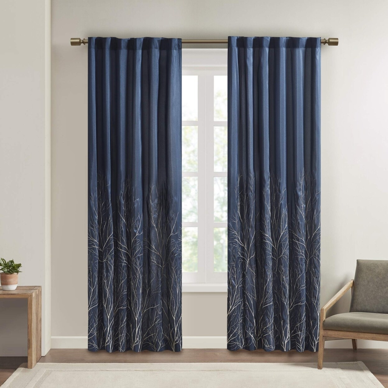 Madison Park Andora Window Panel Navy 84&#x22; Panel
