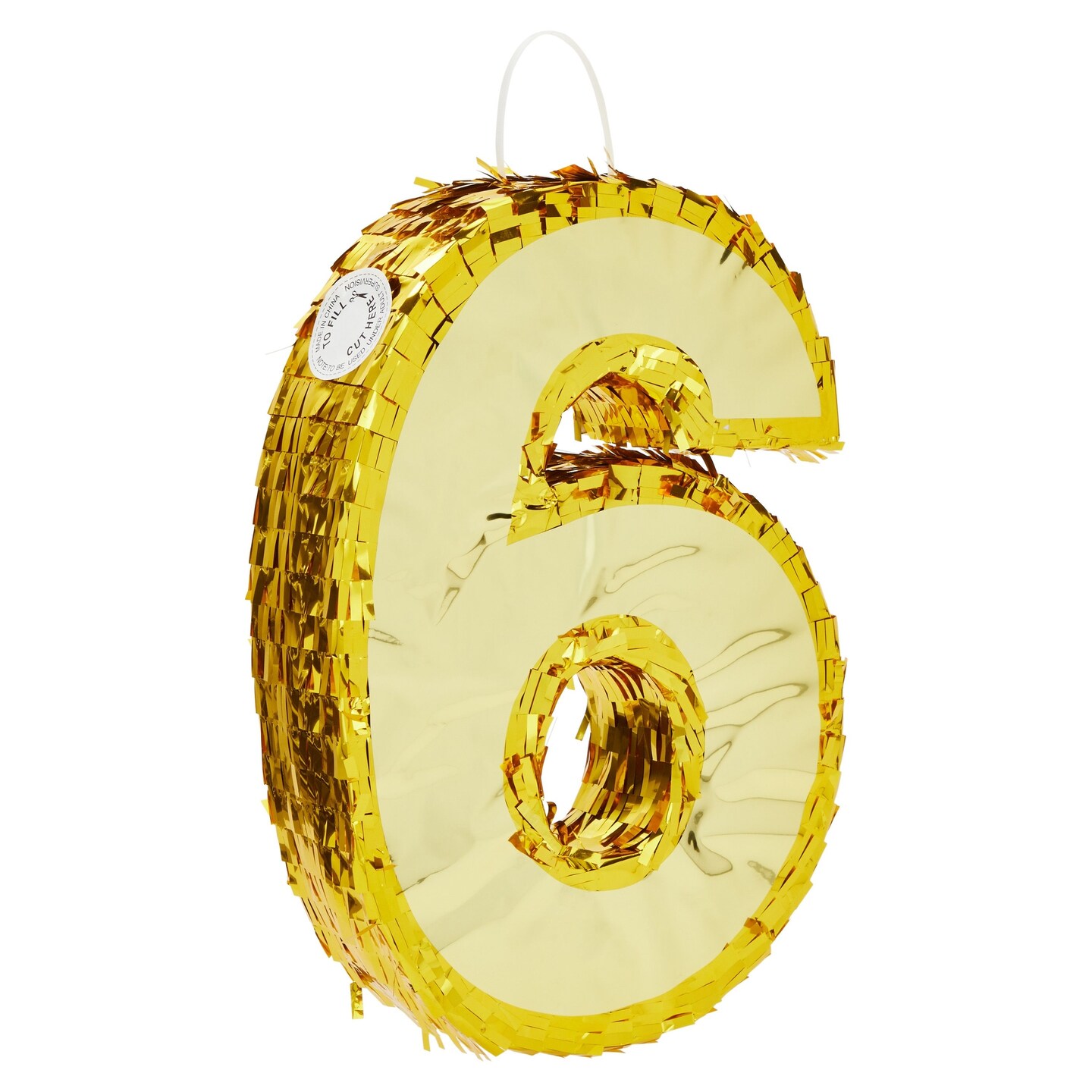 Gold Foil Number 6 Pinata for 6th Birthday Party Decorations, Centerpieces, Anniversary Celebrations (Small, 15.5 x 10.5 x 3 In)