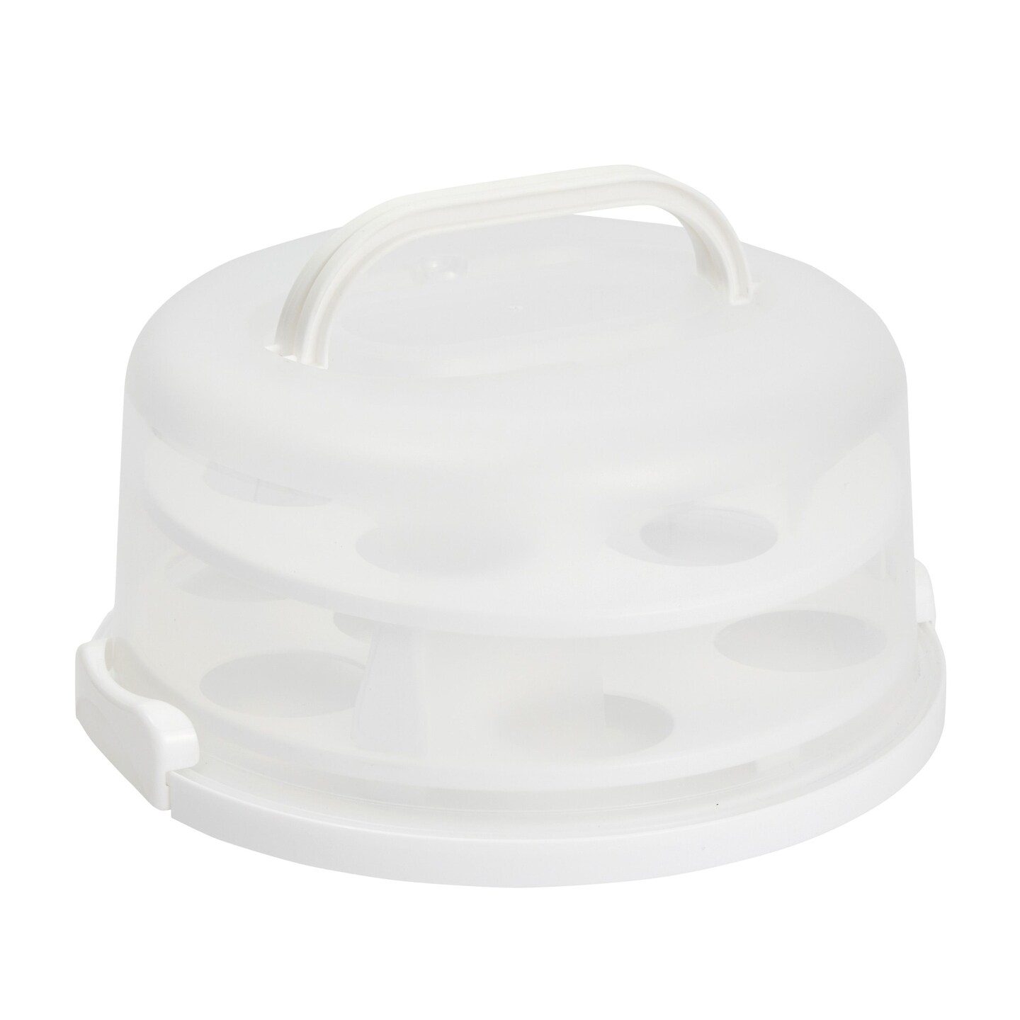 2-In-1 Round Cake Carrier with Lid for 10-Inch Pies, 14 Cupcakes (12 x 5.9 In)