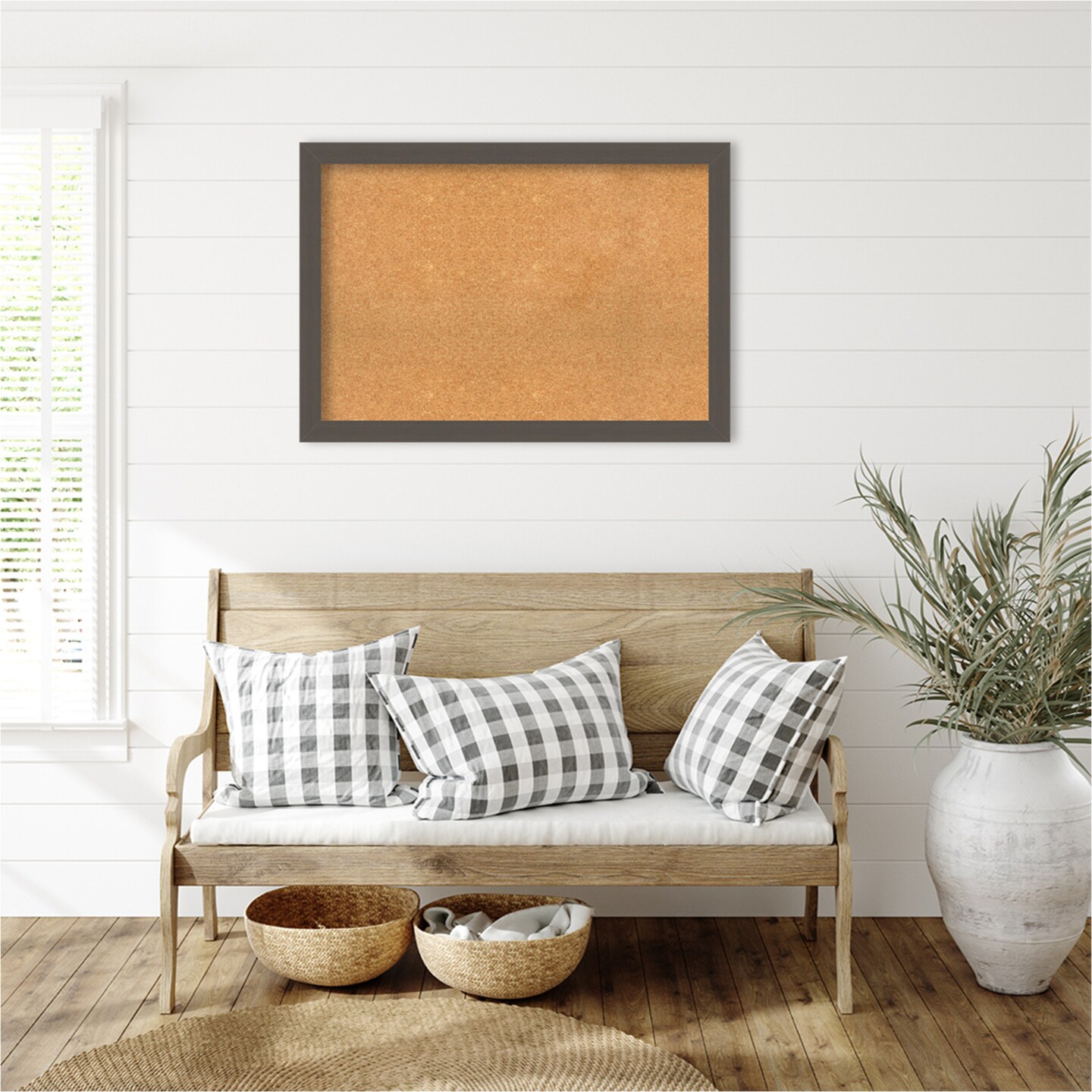 Brushed Framed Corkboard, Natural Cork