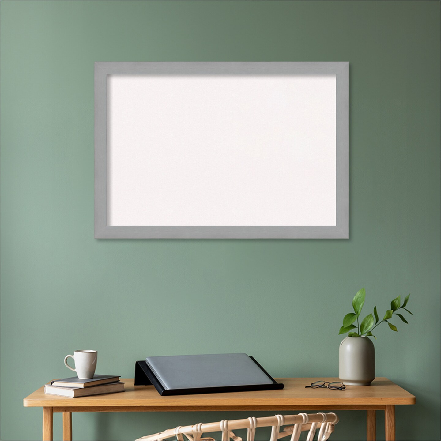 Brushed Framed Corkboard, White Cork