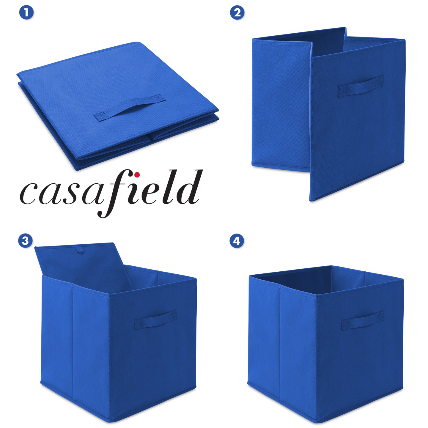 Casafield Set of 6 Collapsible Fabric Cube Storage Bins - Foldable Cloth Baskets for Shelves, Cubby Organizers & More
