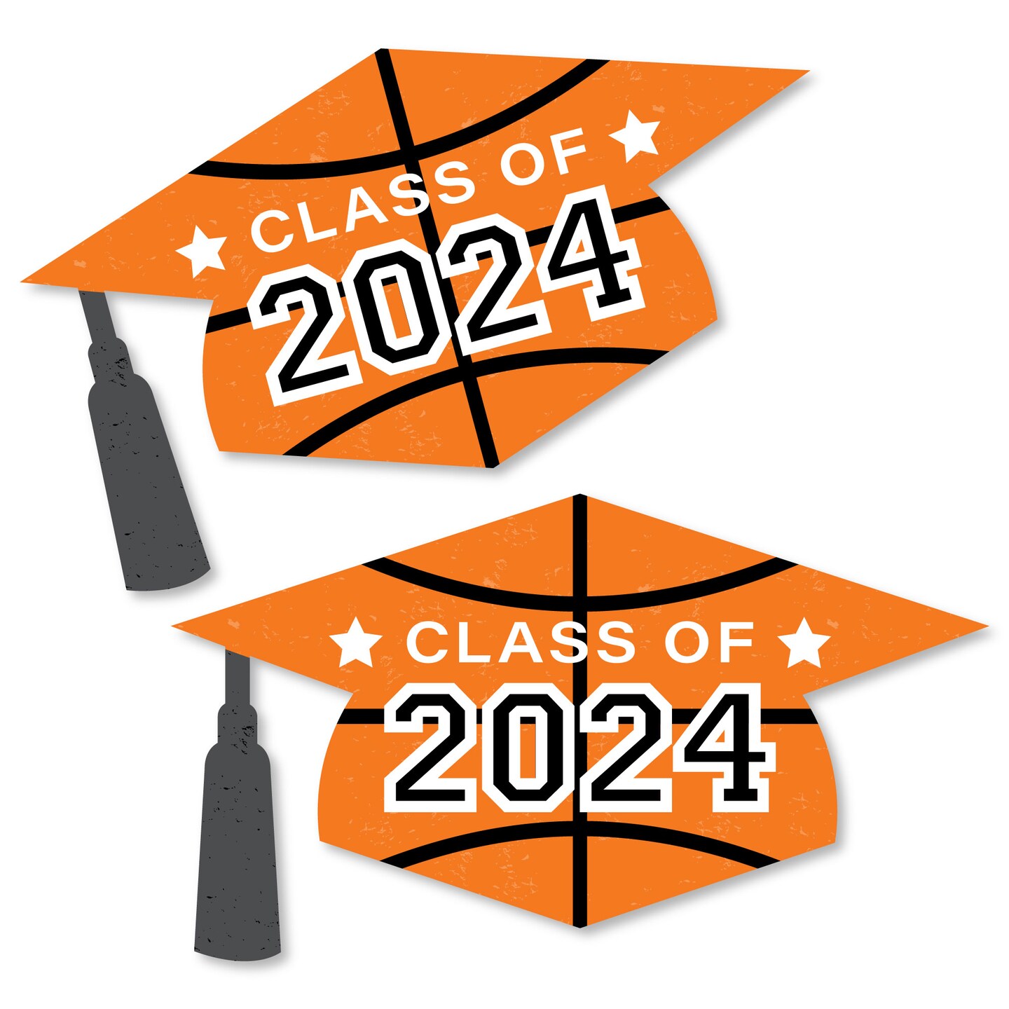 Big Dot of Happiness Grad Basketball - Grad Cap Decorations DIY 2024 Graduation Large Party Essentials - Set of 20