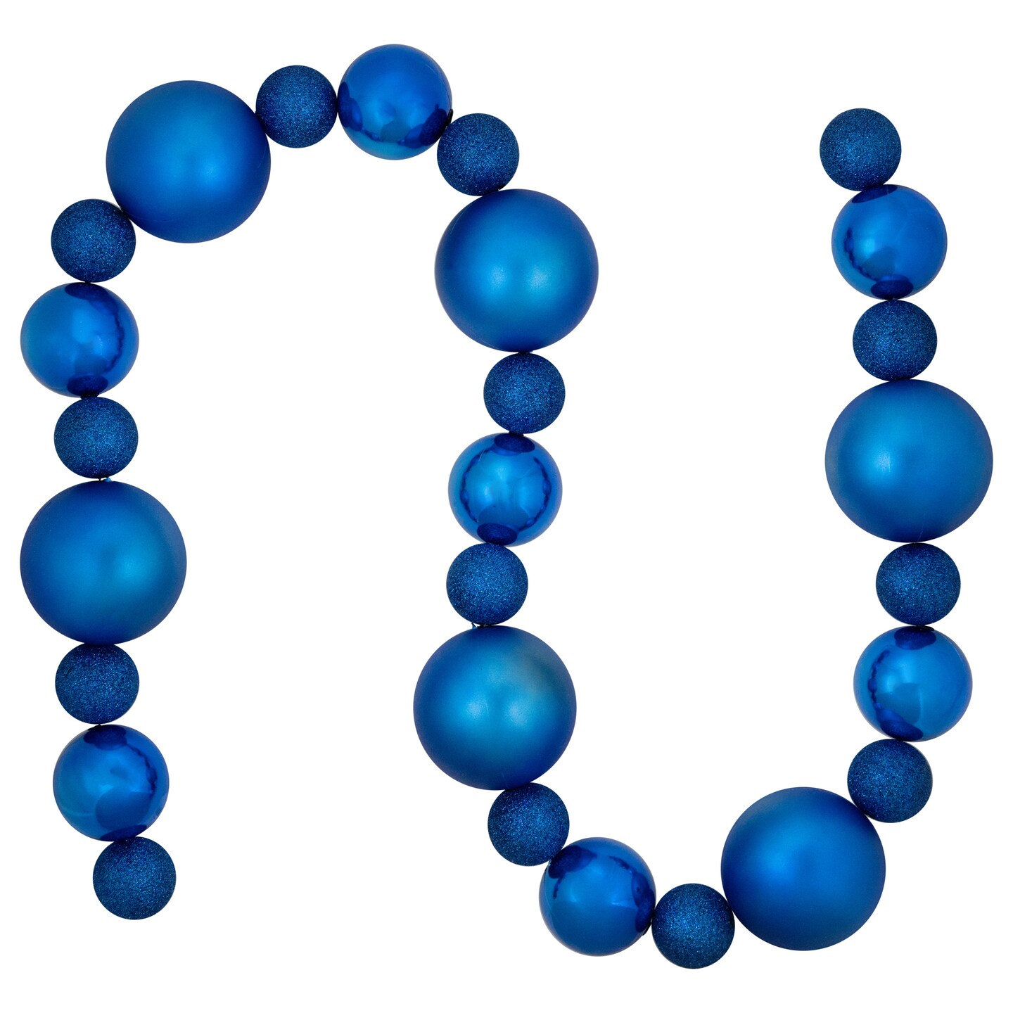 Northlight 3-Finish Shatterproof Ball Christmas Garland - 6' x 4" - Blue - Unlit