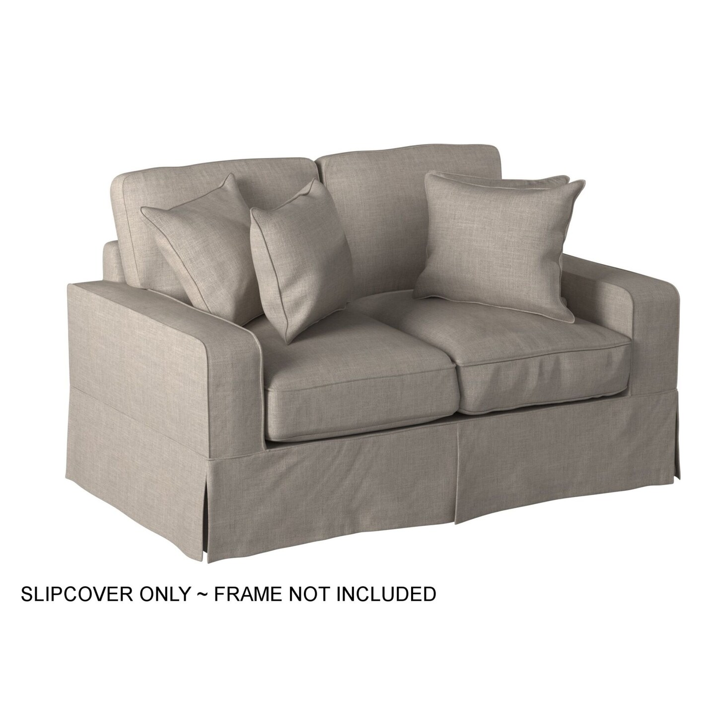 The Hamptons Collection 62&#x22; Mild Gray Sunset Trading Americana Box Cushion Loveseat Slipcover
