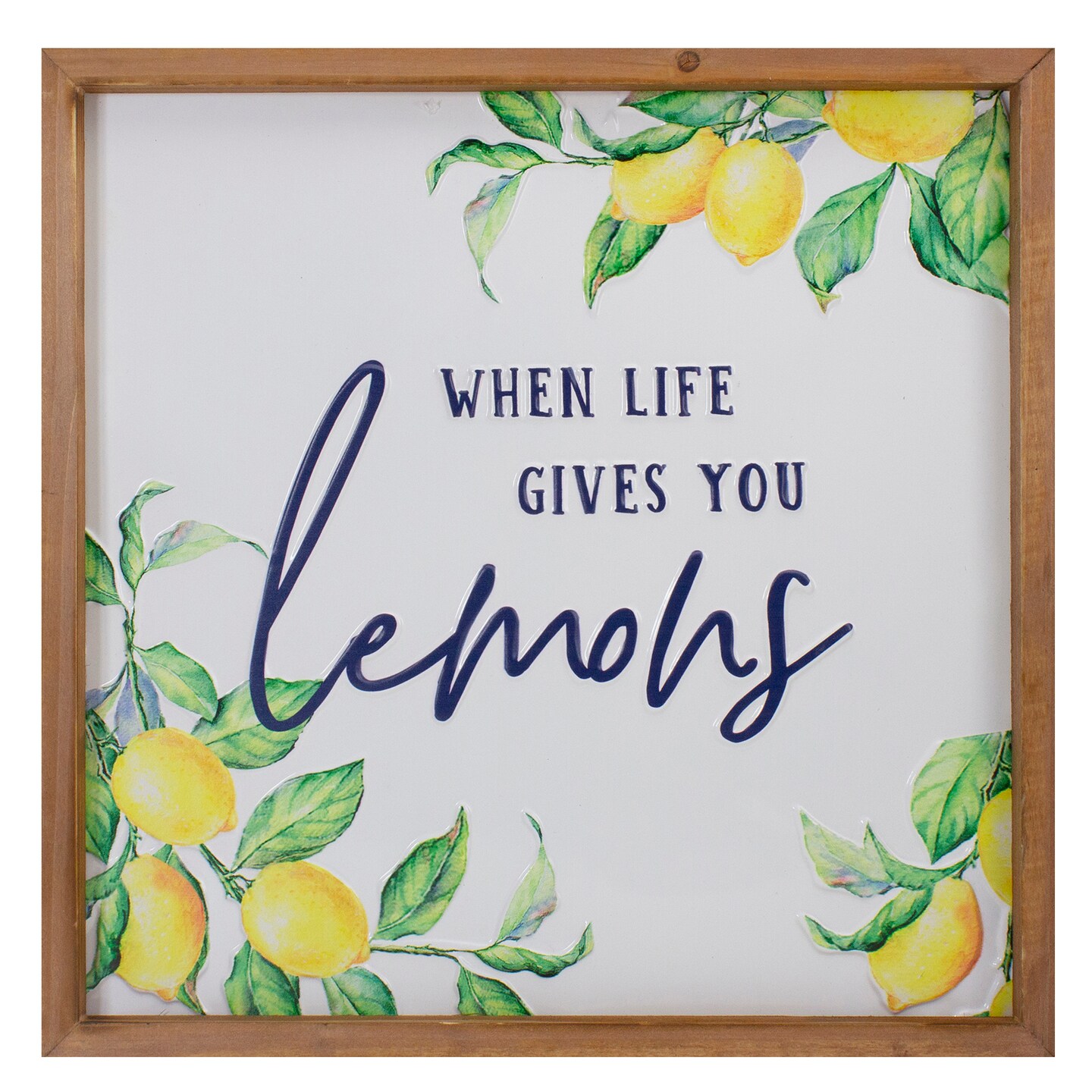 Northlight 16&#x22; Wooden Framed &#x22;When Life Gives you Lemons&#x22; Metal Sign Spring Wall Decor