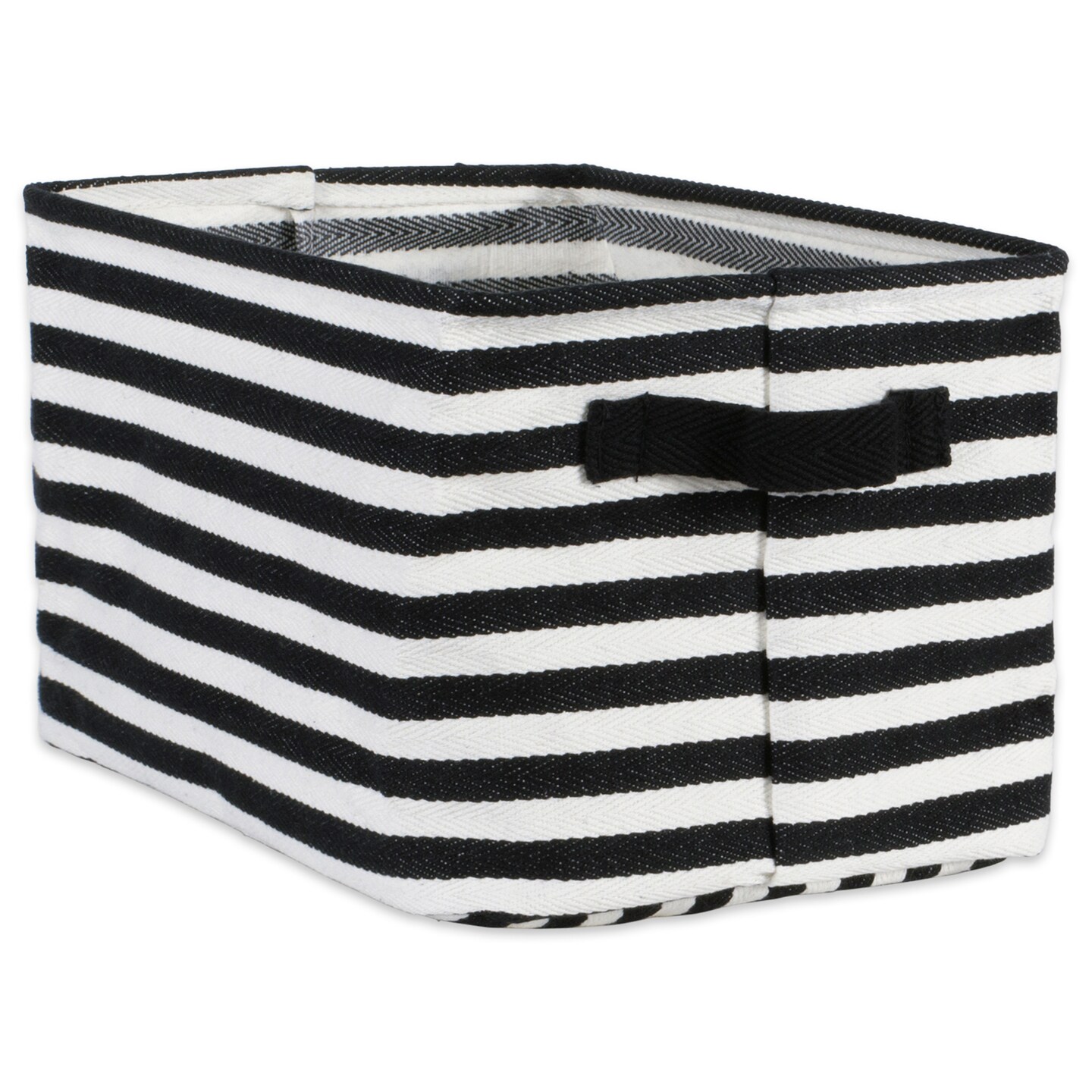 Contemporary Home Living Set of 2 Black and White Rectangular Striped Laundry Baskets, 14&#x22;