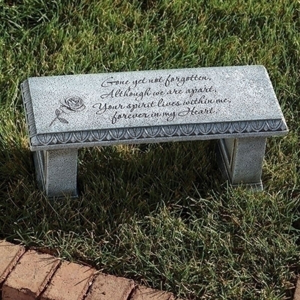 Roman 15.5&#x22; Rectangular Memorial Outdoor Garden Bench