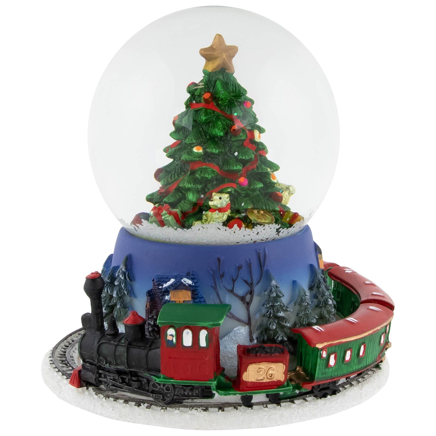 Northlight Rotating Train And Christmas Tree Musical Animated Snow Globe - 6.25"