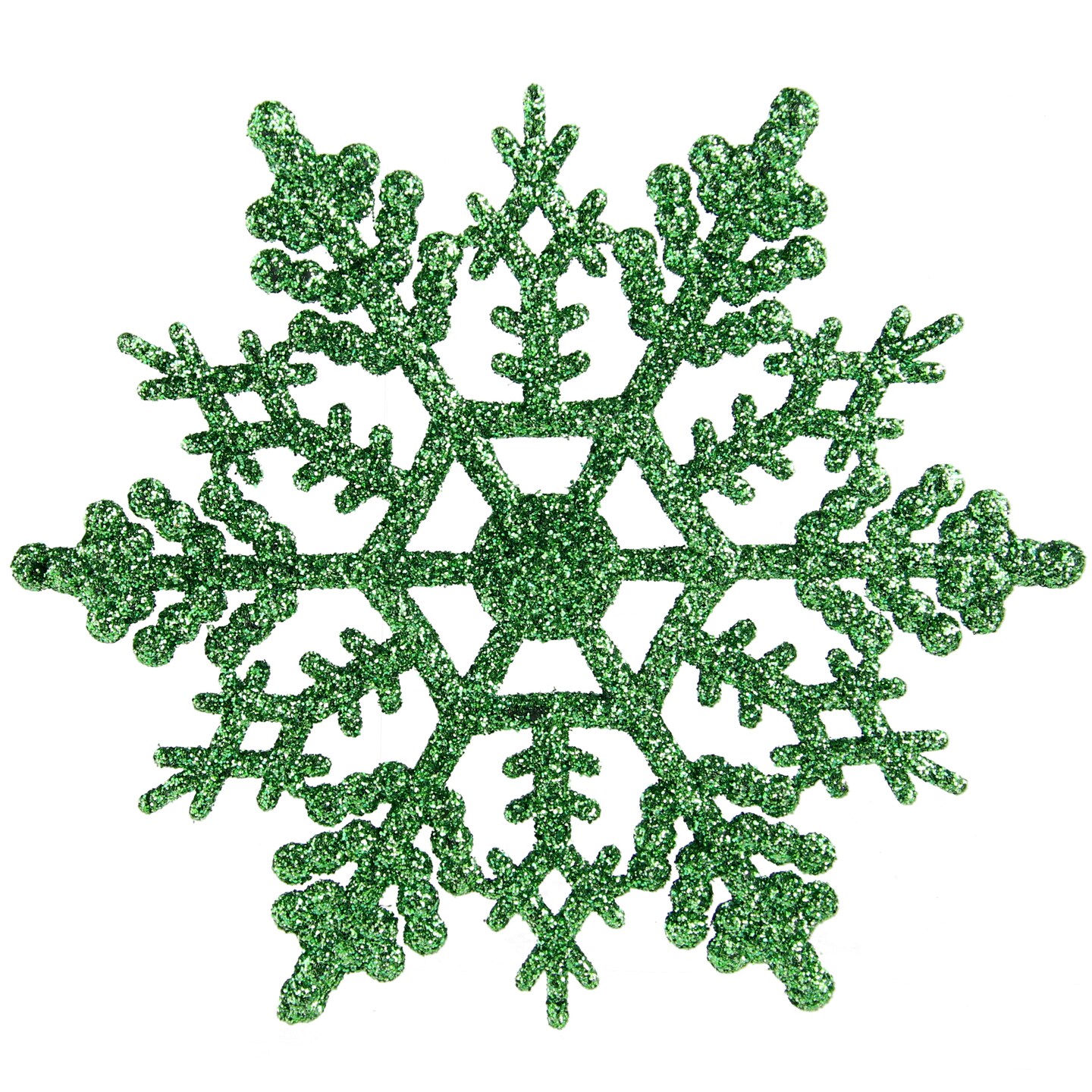 Northlight Christmas Green Glitter Snowflake Ornaments - 4" - Green - 24ct