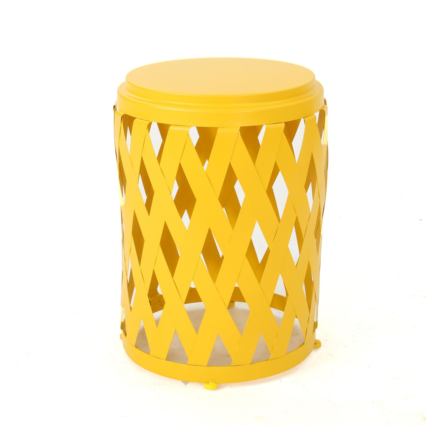 Contemporary Home Living 18&#x22; Matte Yellow Contemporary Round Side Table