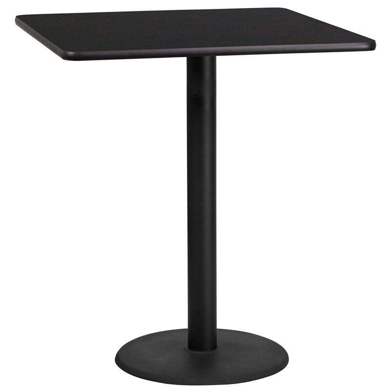 Flash Furniture 36 Square Black Laminate Table Top with 24 Round Bar Height Table Base XU-BLKTB-3636-TR24B-GG