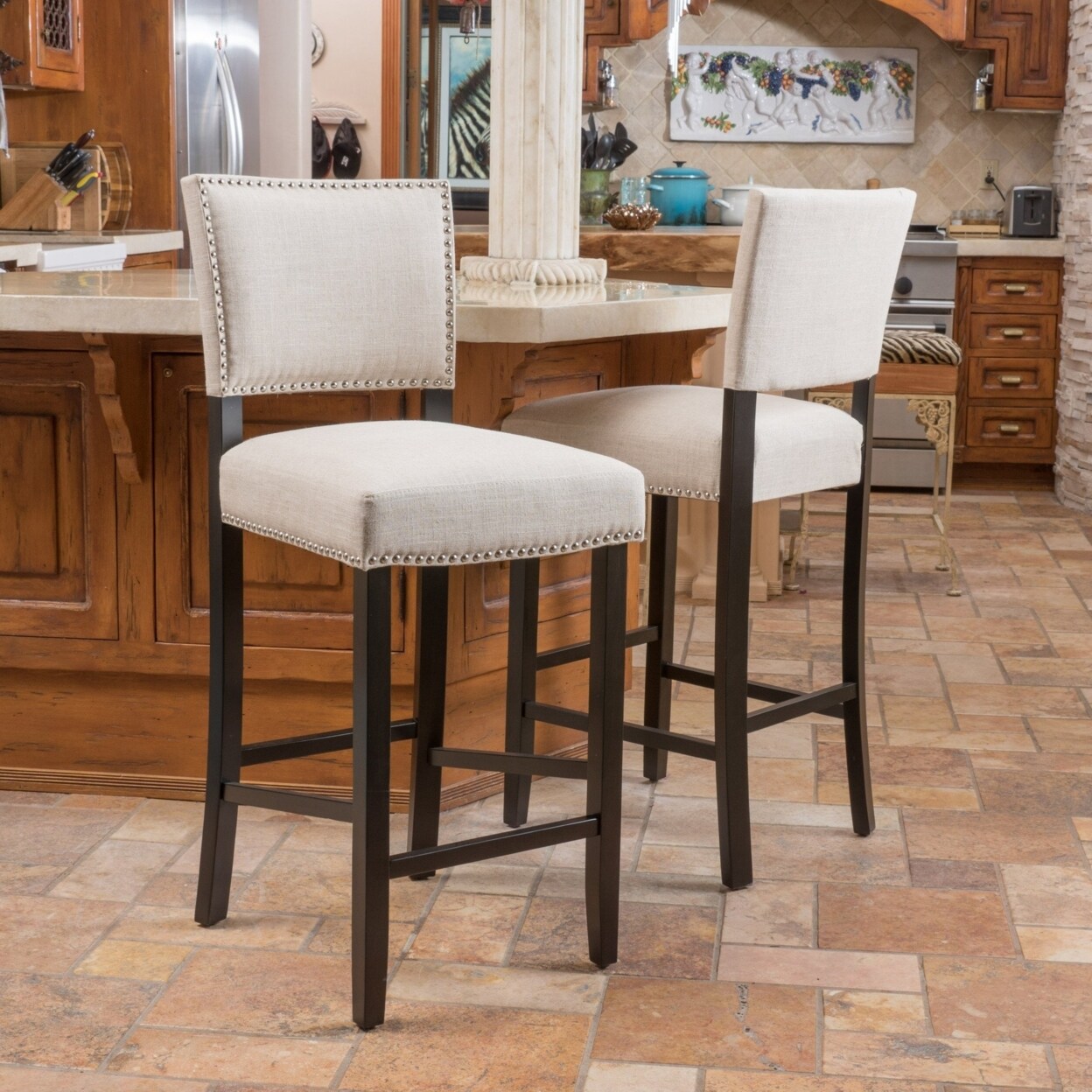GDF Studio William 31-Inch Bonded Fabric Backed Kitchen Barstool (Set of 2)