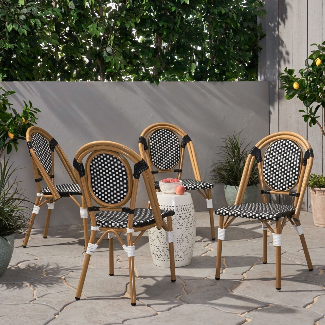 GDFStudio Kazaria Outdoor French Bistro Chairs (Set of 4)