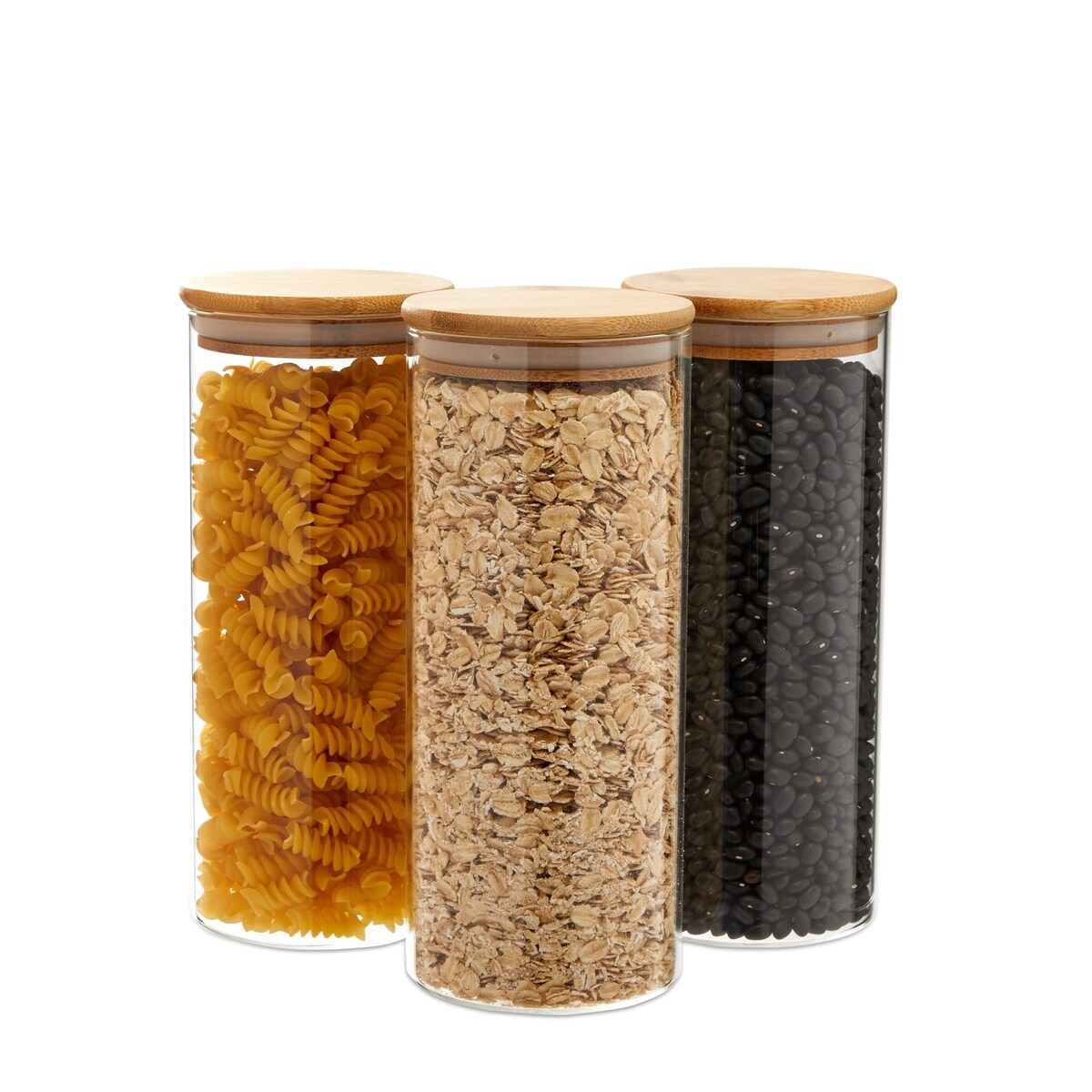 Glass Storage Containers with Bamboo Lids, Airtight Canisters for