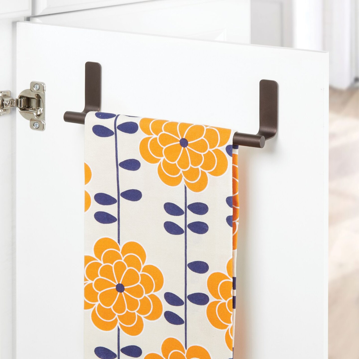 mDesign Steel Wall-Mounted Self-Adhesive Towel Rack Holder - 2 Pack