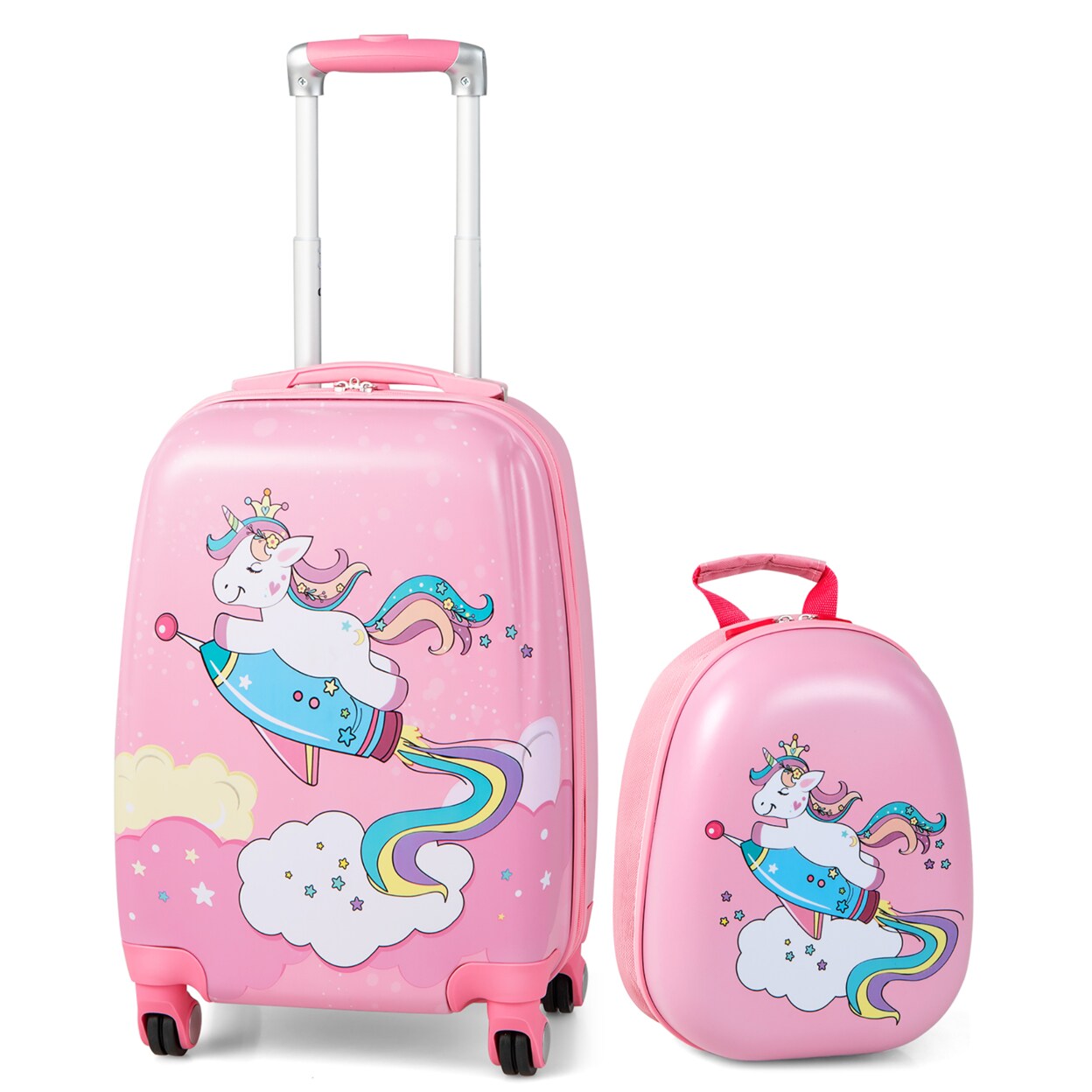 2 PCS Kids Luggage Set Carry on Luggage Travel Suitcase with