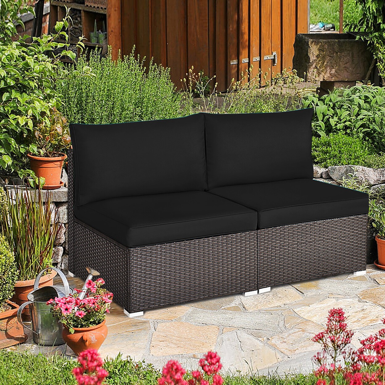2PCS U Shaped Cushion Wicker Chair Seat Pads Outdoor Garden Furniture Pads