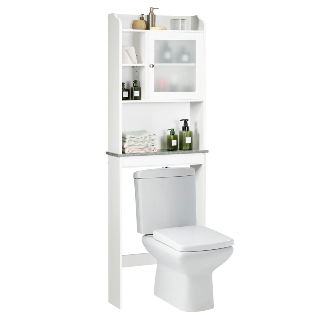 Over-The-Toilet Bath Cabinet Bathroom Space Saver Storage Organizer White