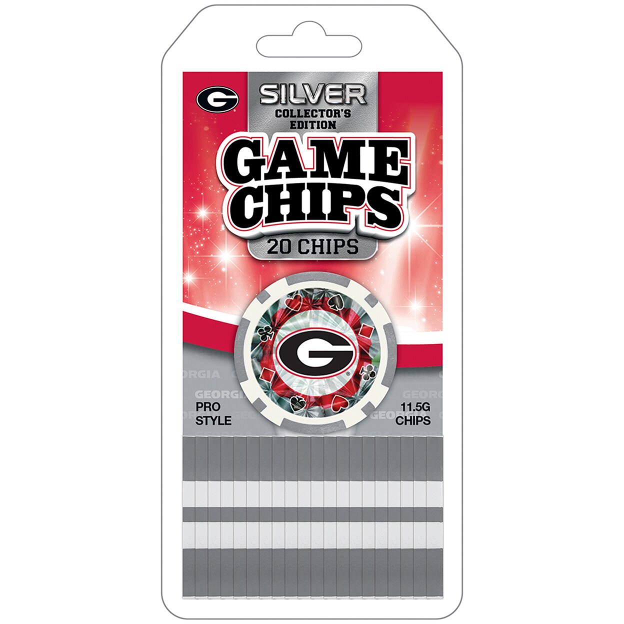 Masterpieces Casino Style 20 Piece 11.5 Gram Poker Chip Set NCAA Georgia Bulldogs Silver Edition