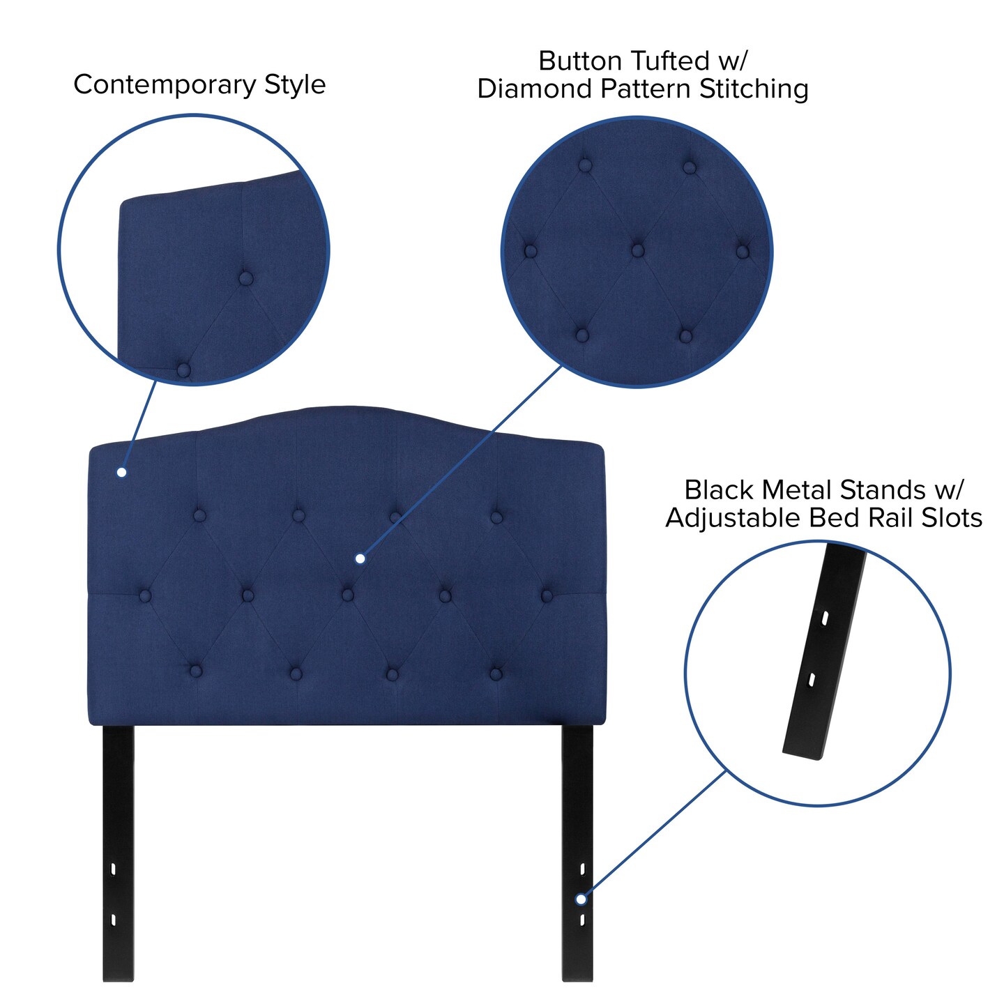 Emma and Oliver Arched Button Tufted Upholstered Headboard
