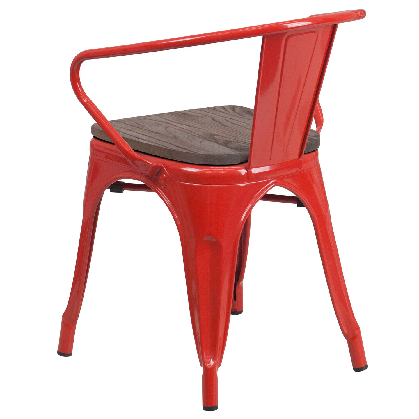 Emma and Oliver Metal Chair with Wood Seat and Arms