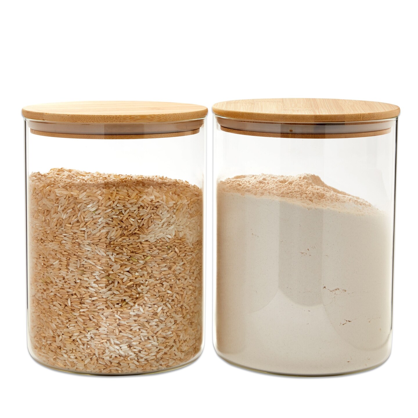 2 Pack Large Bamboo Glass Storage Containers with Lids, 100 Oz Glass Jars,  Pantry Storage Containers