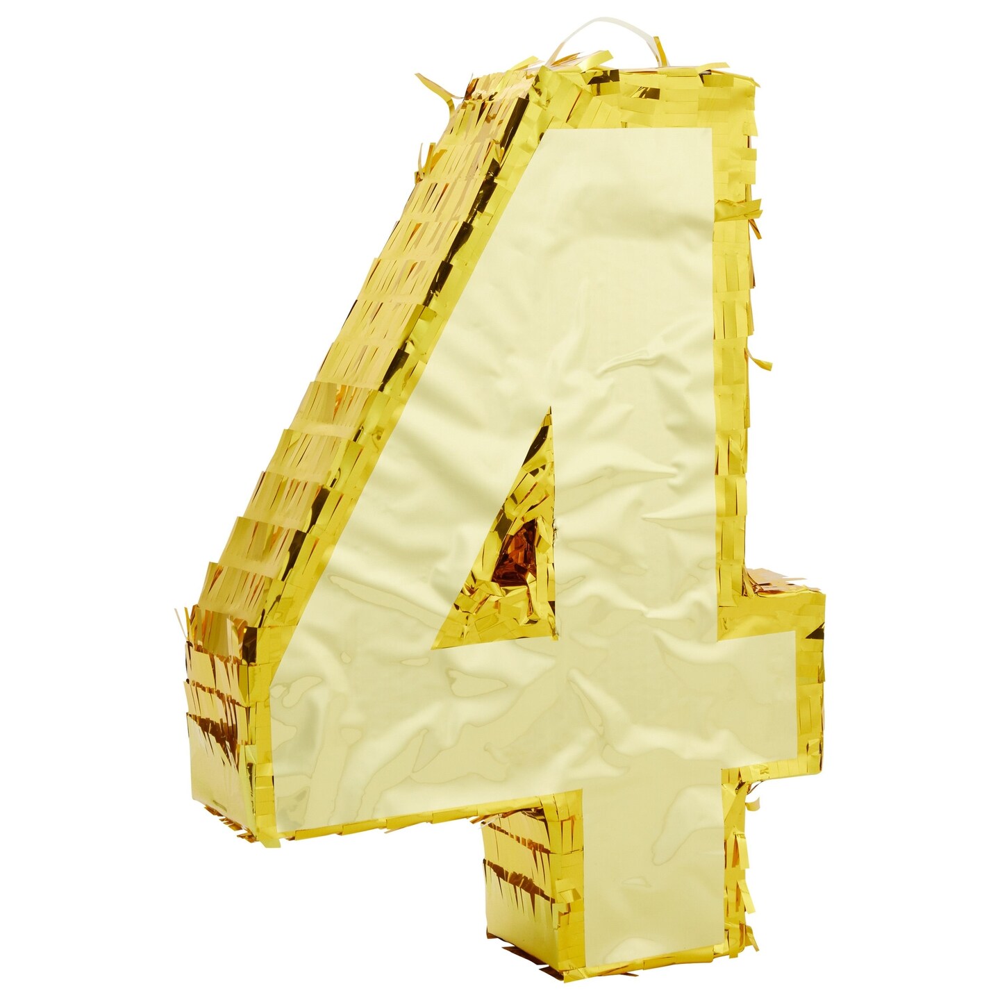 Gold Foil Number 4 Pinata for 4th Birthday Party Decorations, Anniversary Celebrations (Small, 15.5 x 11 x 3 In)