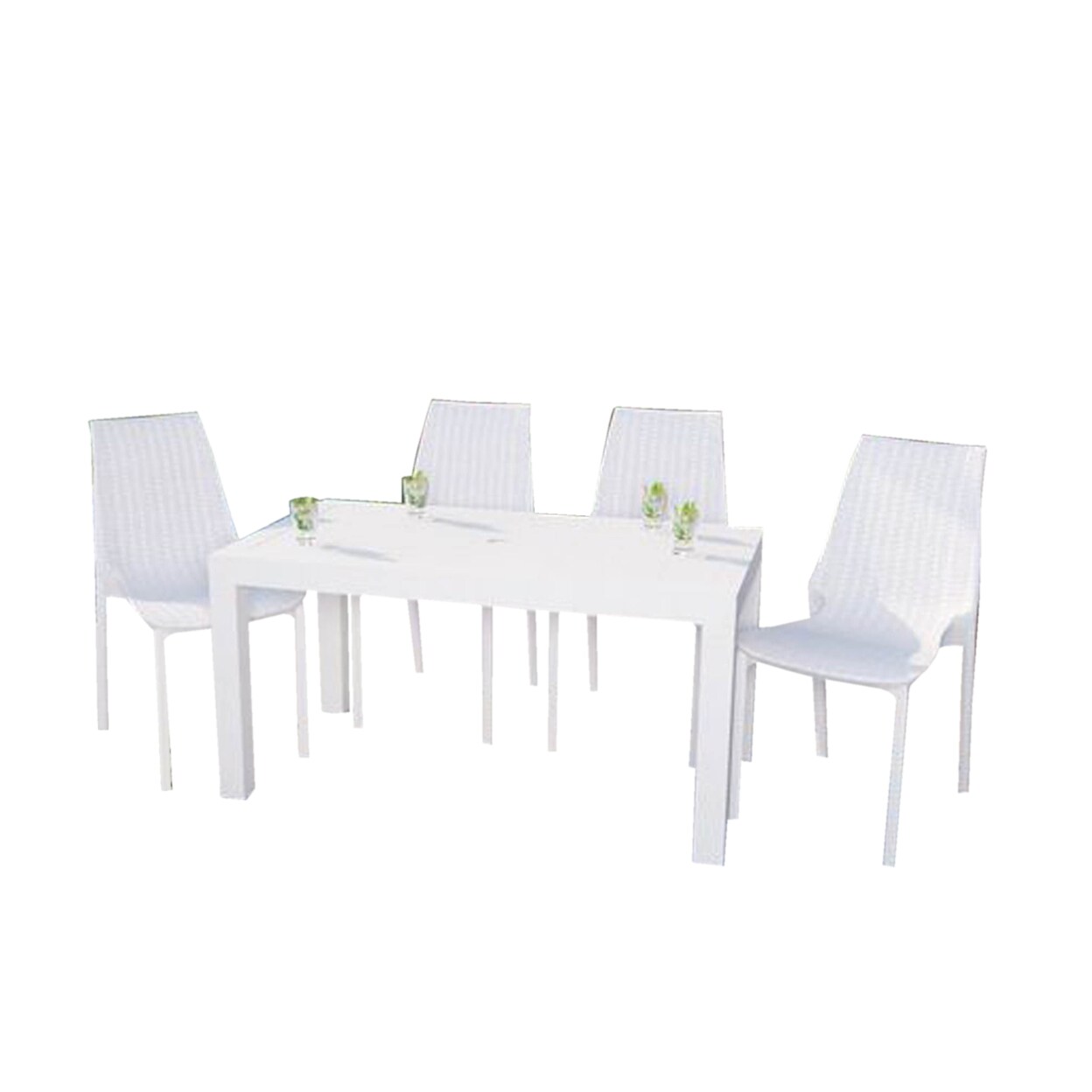 Leisuremod Kent Outdoor Dining Chair, Set of 4 - White