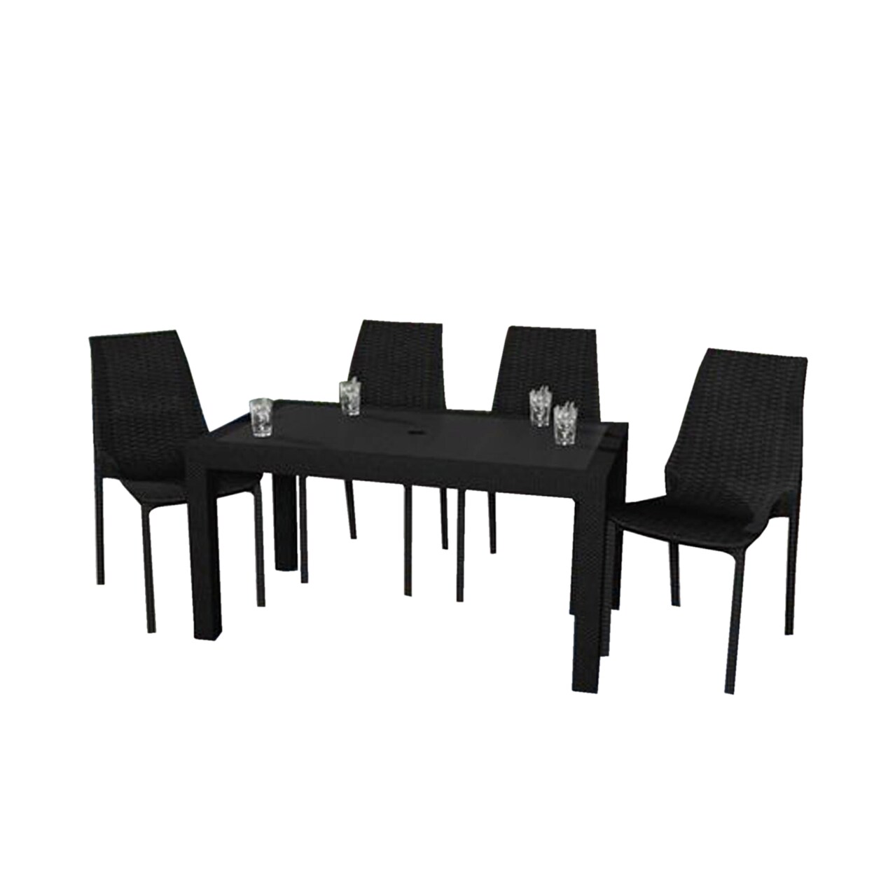 Leisuremod Kent Outdoor Dining Chair, Set of 4 - Black