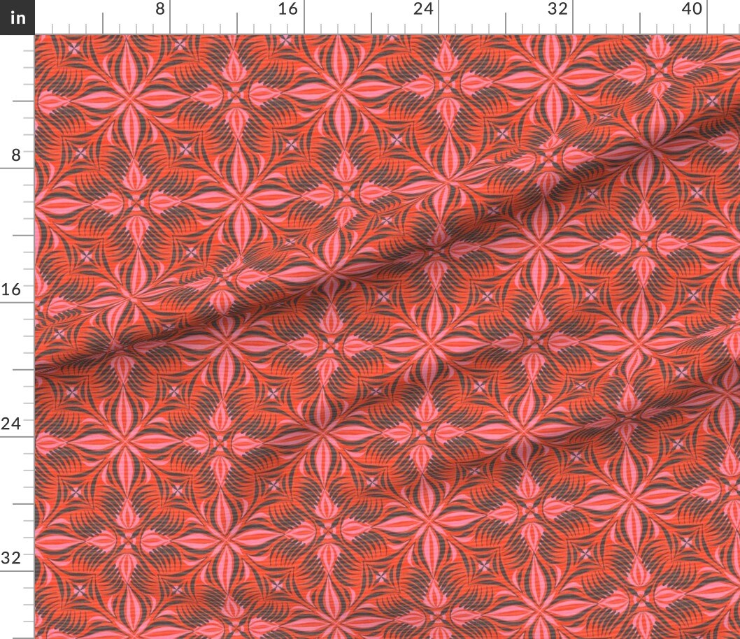 Retro Boho Geometric Hippie 1970S Red Brown Pink Custom Printed Fabric by Spoonflower Various Fabrics by the Yard or Fat Quarter