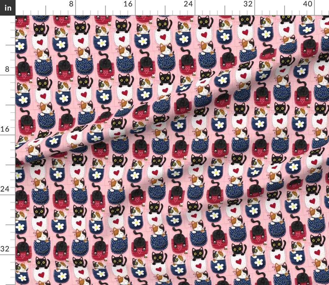 Whimsical Kittens Cat Custom Printed Fabric by Spoonflower Various Fabrics by the Yard or Fat Quarter