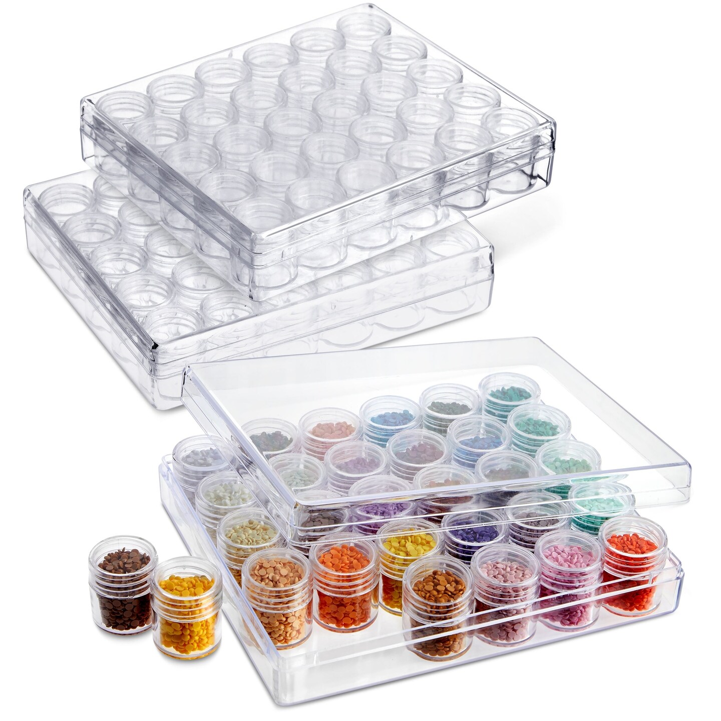 3 Pack Clear Bead Organizers and Storage Containers with Lids for