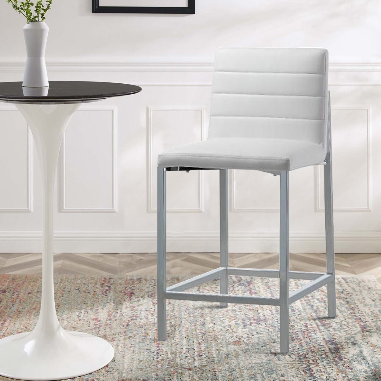 Chrome and best sale leather counter stools