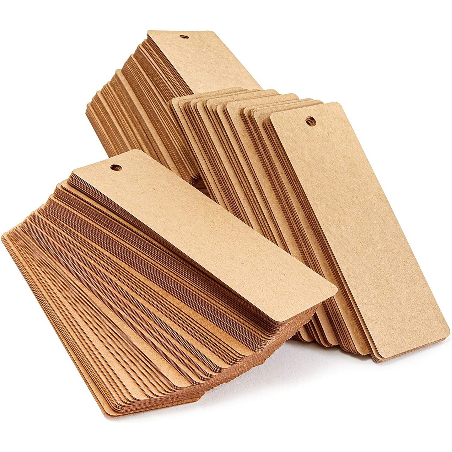 300 Pack Blank Bookmarks Bulk Kraft Paper with Hole for Craft, DIY &#x26; Gift Tags (6x2 in)