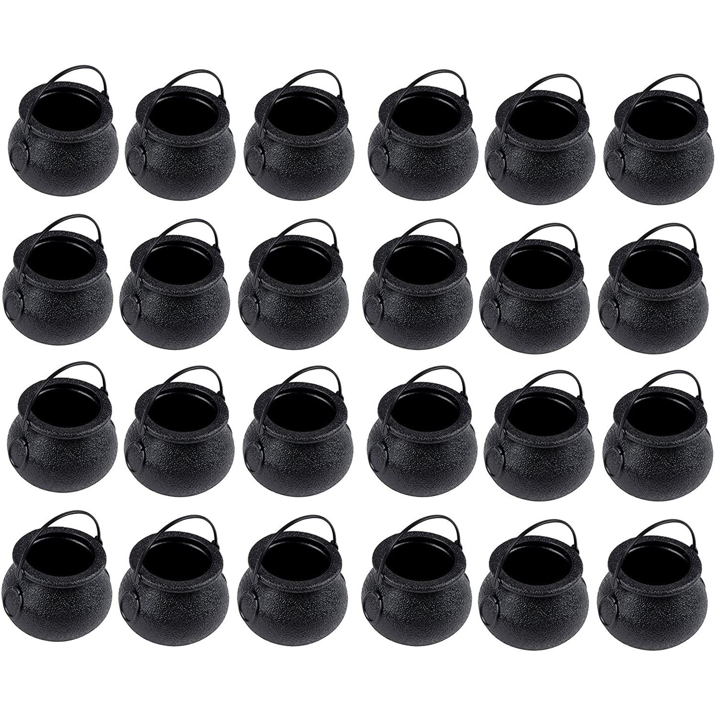 BLUE PANDA 24 Pack Mini Cauldrons for Halloween, Small Halloween Candy Buckets for Snacks, and Party Favors, Mini Cauldrons for Food and Witch Decor, 2.1 x 2.5 Inches