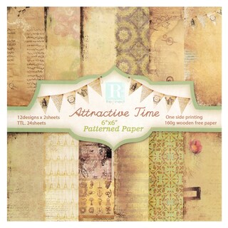 Blocco Carta Scrapbook 6x6 Pollici, 25 Fogli 150gsm, Tema Colori Acquerello, Doppio Lato, Perforati