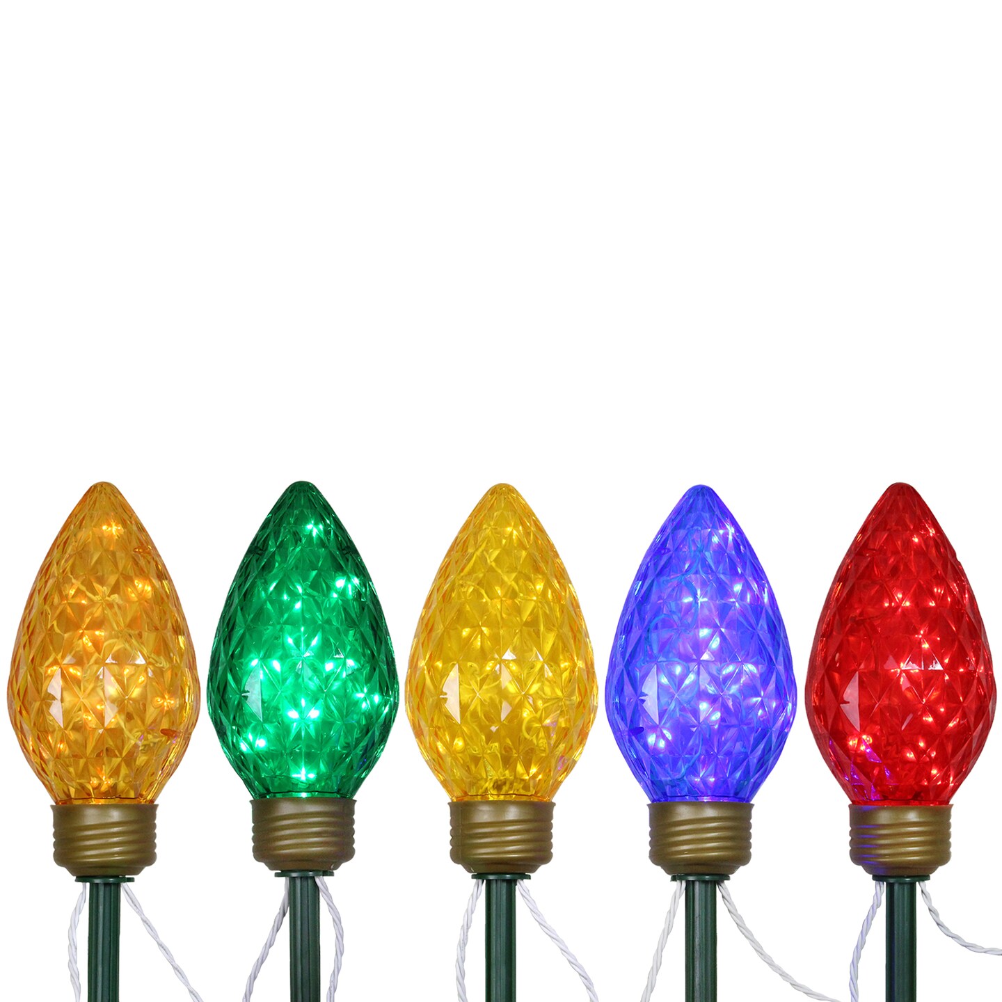 Northlight 5ct LED Lighted Multi-Color C9 Christmas Pathway Marker Lawn Stakes - 8 ft