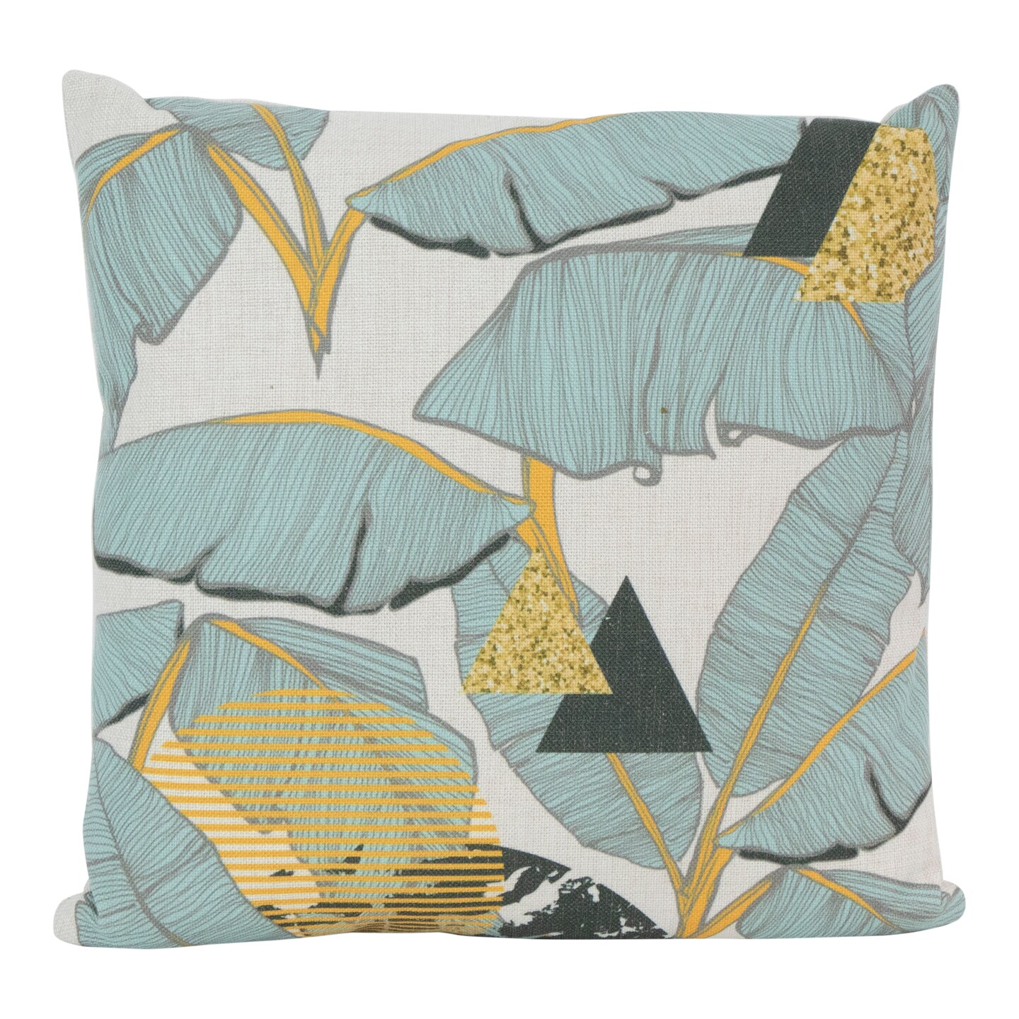 Northlight 18" Green and Yellow Tropical Banana Leaf Square Throw Pillow