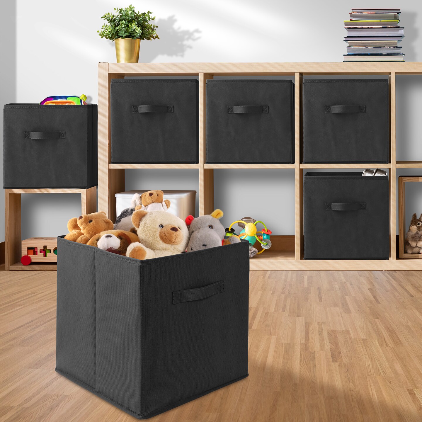 Casafield Set of 6 Collapsible Fabric Cube Storage Bins - Foldable Cloth Baskets for Shelves, Cubby Organizers & More