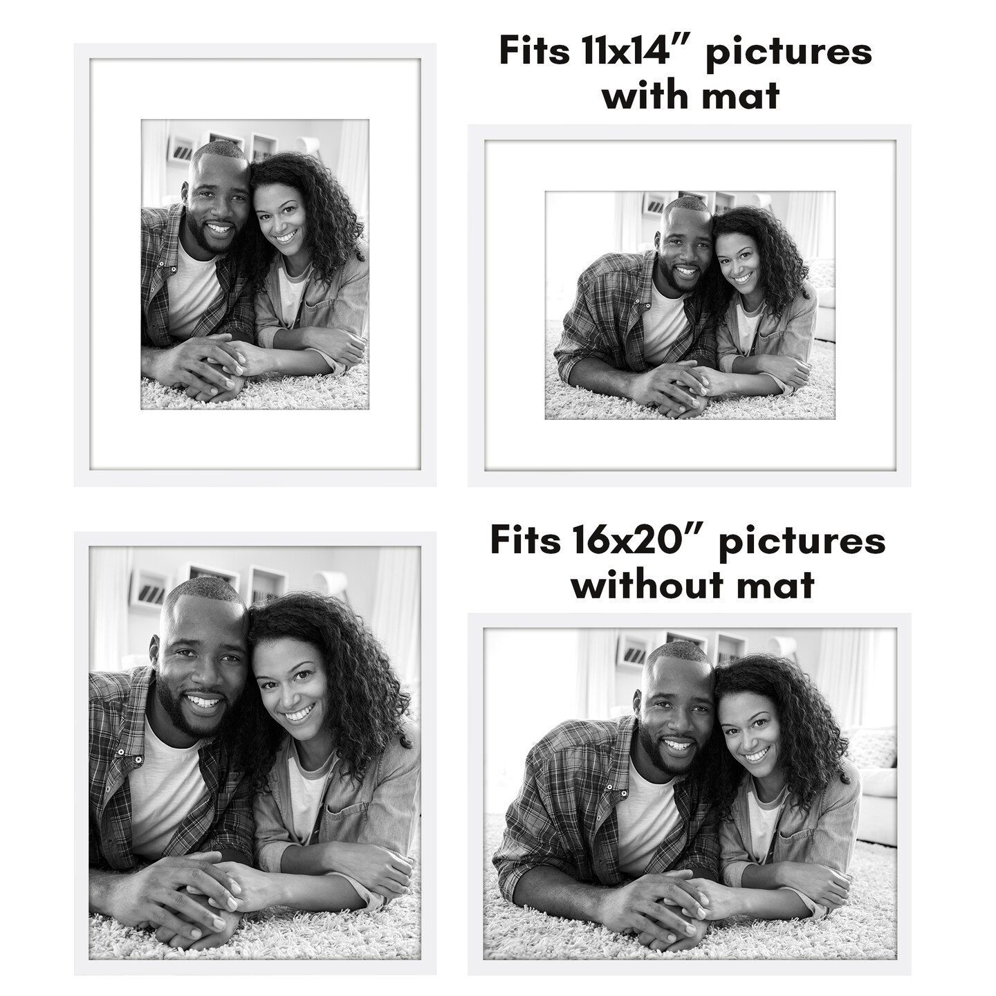 Americanflat Picture Frame Set with Mat - Set of 5 - Photo Frame Set of Five for Wall Display - Plexiglass Cover - Hanging Hardware