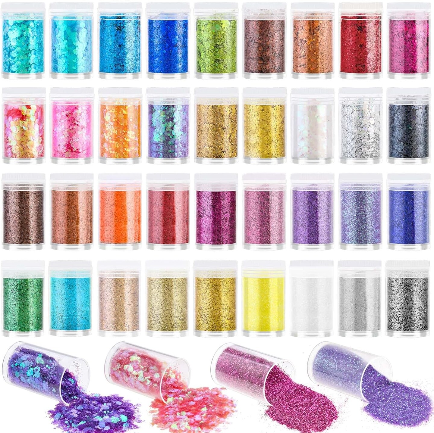 Assorted Holographic Nail Sequins 36 pcs